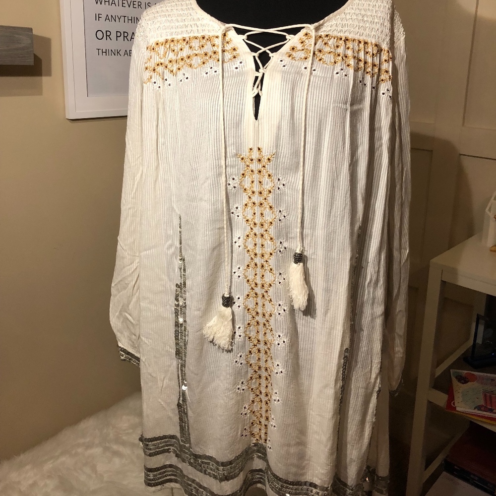 Topshop by Kate Moss Embroidered Smock Dress